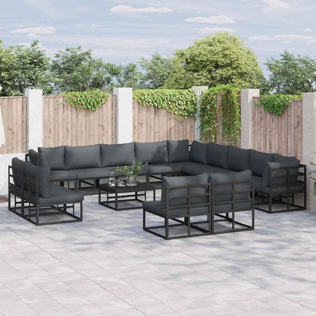 Garten-Sofa-Set 13 pcs Schwarz 353 x 353 x 71 cm Aluminium, Gartenmöbel-Sets Design Möbel Neu