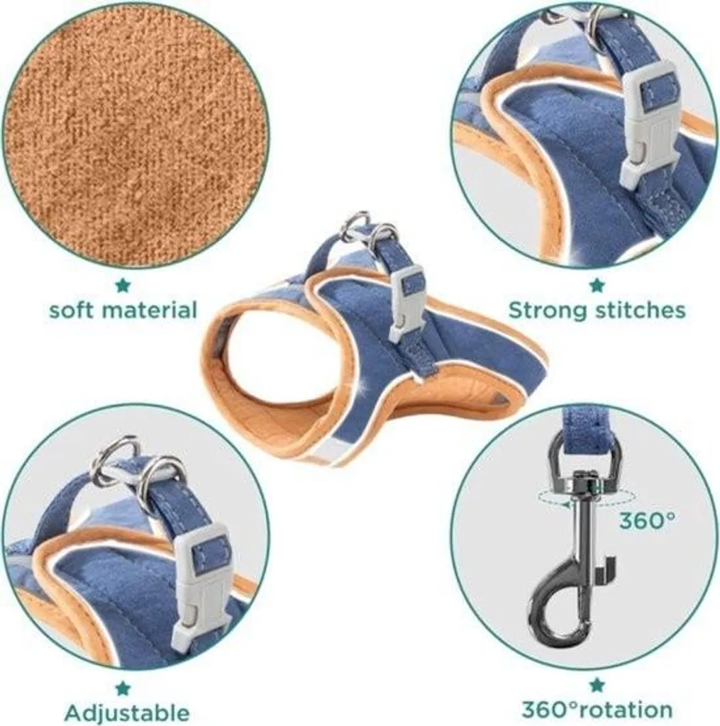 Gilet de marche pour chat ajustable en maille douce avec bandes de nuit