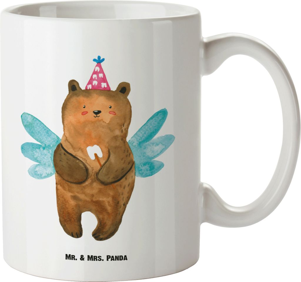 Mr. & Mrs. Panda jumbotasse Bär Zahnfee - Weiß - Geschenk, Milchzahn, Große Tasse, Pott, Haferl, Teddy, Riesenkaffeetasse, Teetasse, weisse, Ers...
