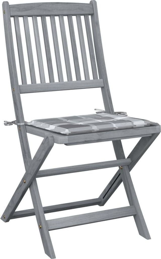 vidaXL Klappbare Gartenstühle 2 Stk. mit Kissen Massivholz Akazie