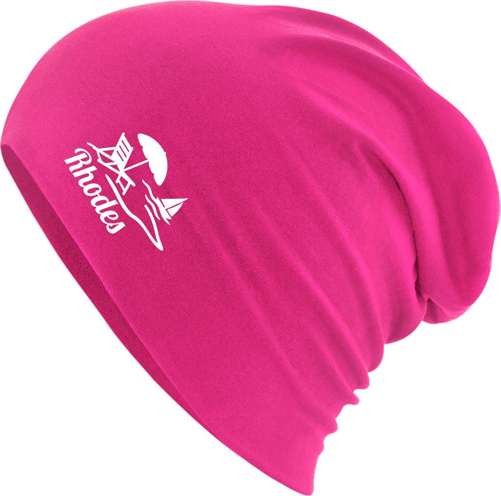 Huuraa Beanie Rhodes Griechenland Fuchsia One Size Baumwolle und Elasthan Mütze Geschenkidee