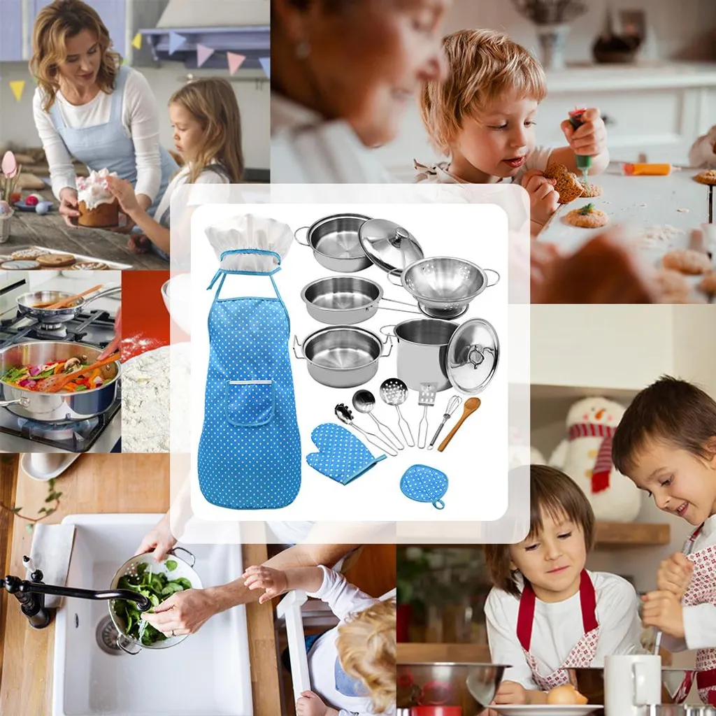 Set Tablier De Cuisine Et Toque Enfant – 100% Polyester, Lavable, Confortable, Pour Cuisiner Dès 3 Ans