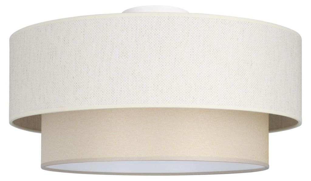Deckenlampe Metall Stoff E27 45 cm breit Weiß Hellbeige rund Modern Deckenleuchte