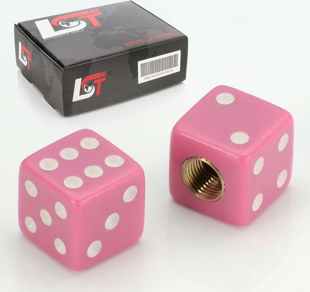 2X Ventilkappe Reifenventil Ventil Kappe Würfel Pink Für Pkw Lkw Motorrad Quad