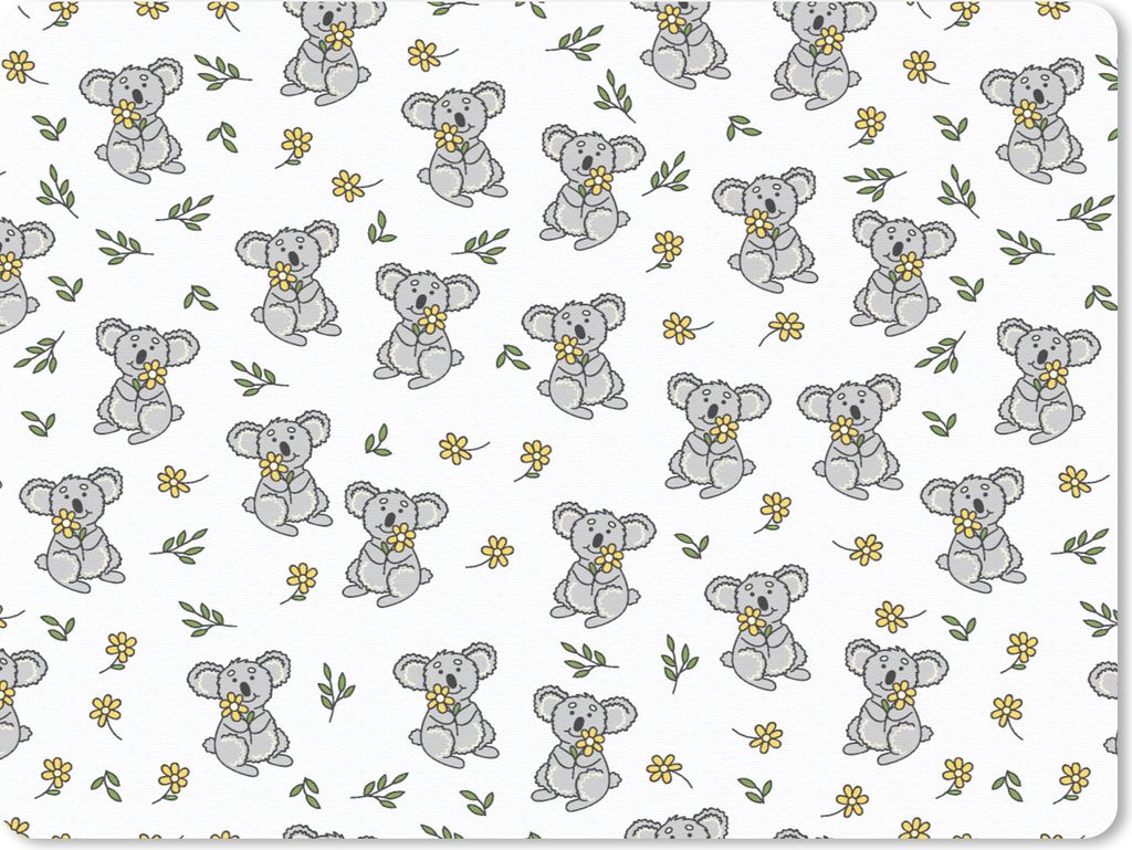 MuchoWow Mauspad Mousepad Koala - Blumen - Muster - Kind 40x30 cm - Mousepads - Maus Mat - Pad - Mausunterlage - Anti Rutsch