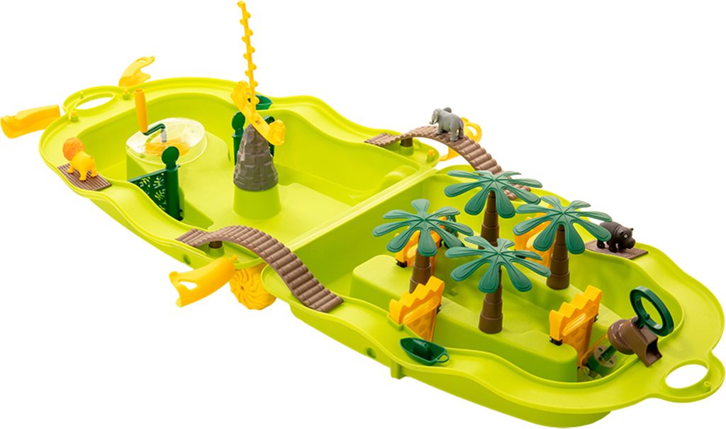 Starplast Jungle Water Fun Trolley in Grün | Klappbare Wasserbahn in Koffer mit Zubehör | Wasserspielzeug aus Kunststoff