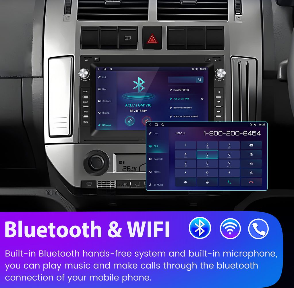 1+32G 7" Carplay Android 13 Autorádio GPS Navi FM WIFI BT Obrázok produktu 6