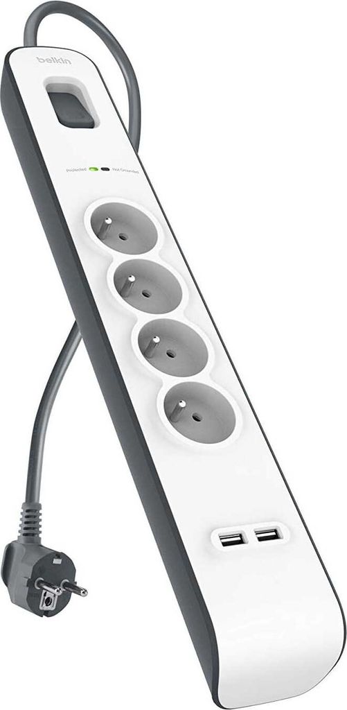 Belkin BSV401CA2M, 525 J, 4 AC-Ausgänge, Typ E, Schwarz, Produktbild 