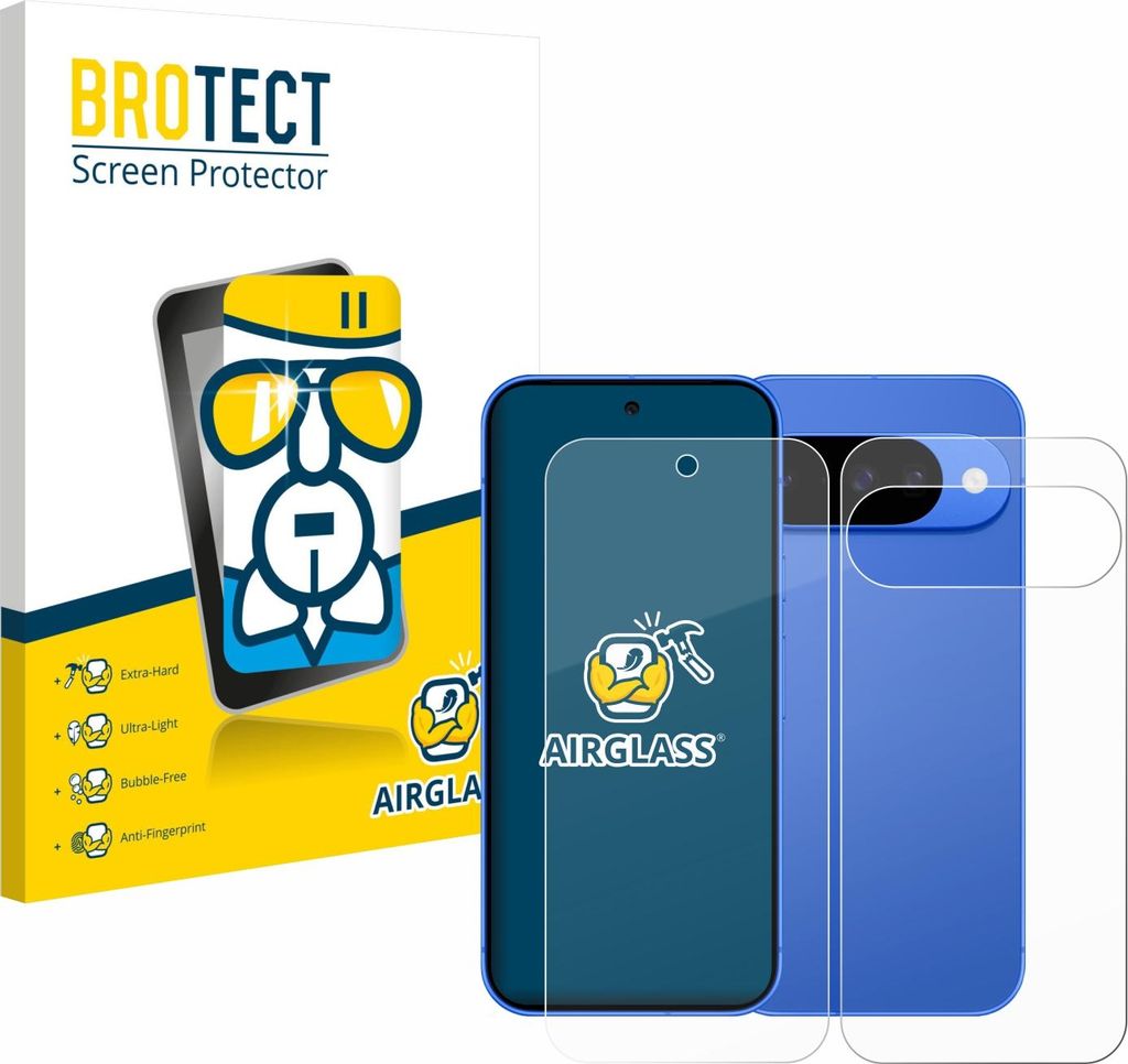 BROTECT Schutzglas für Google Pixel 10 (Display+Rückseite) Schutzfolie Panzer Folie Glas Display Schutz klar
