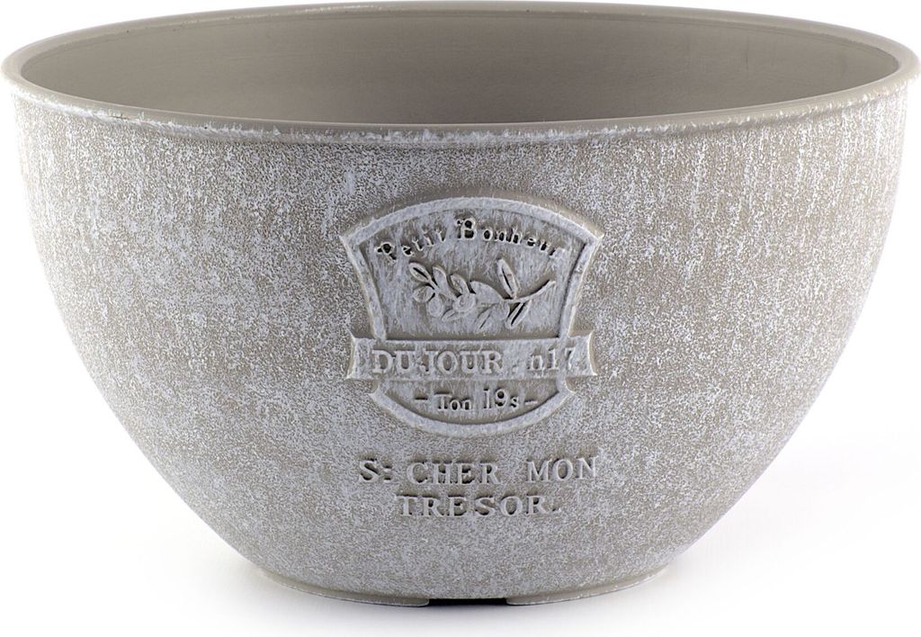 Blumentopf Blumenschale Rustikal Pflanzkübel Übertopf Retro Vintage 24,5x14 cm Beige