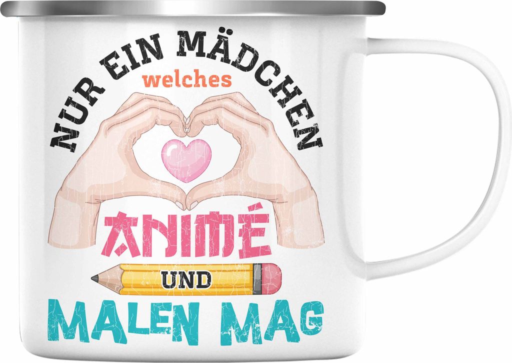 Trendation - Anime Emaille Tasse Geschenk Spruch Emaille Emaille Tasse Geschenke Deko Anme Fan Spruch (Silber)