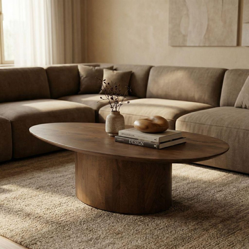 Giga Meubel Salontafel Nara - Organisch Dunkelbraun Holz - 110x70x33cm