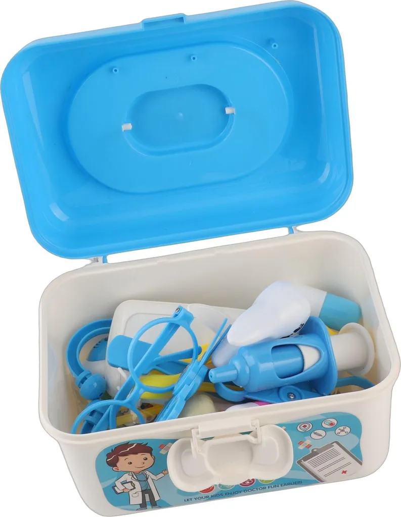 Jeu d'imitation docteur 33 accessoires bleus pour éveil pédagogique