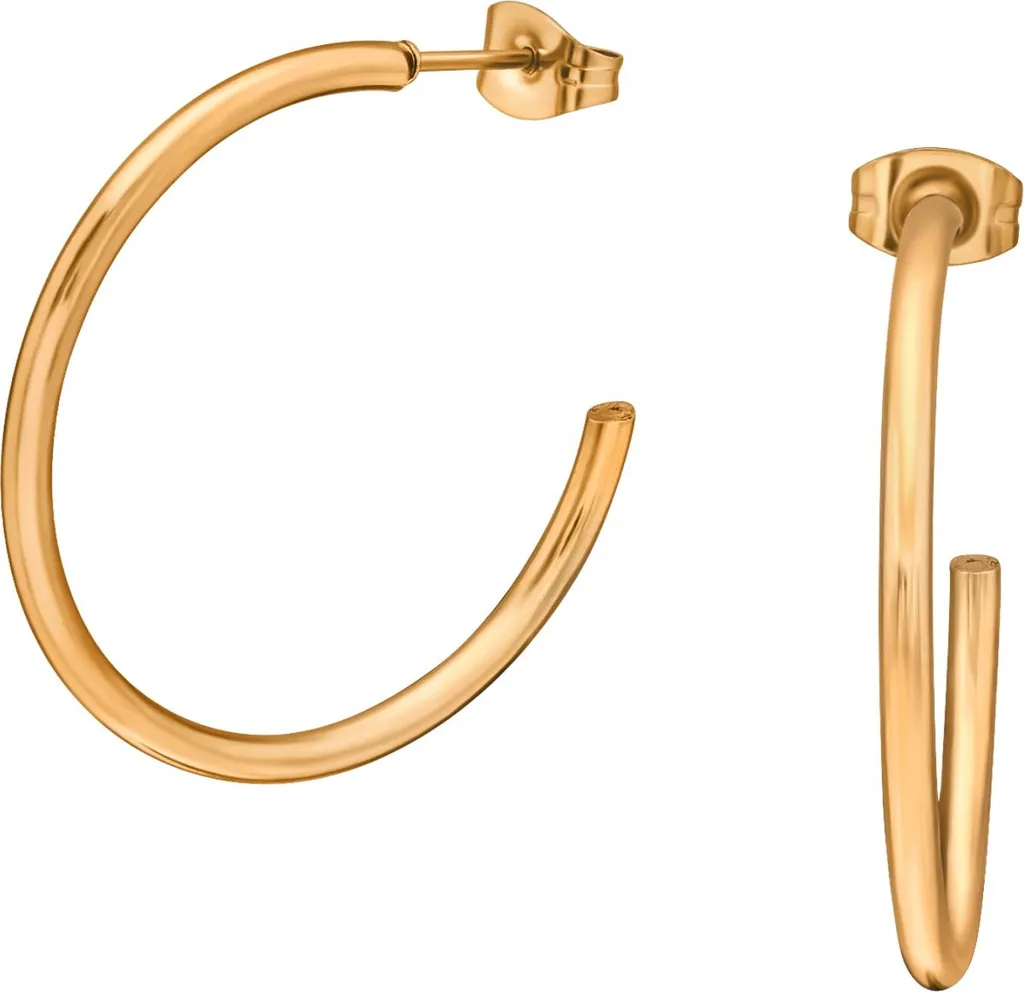 Orecchini a mezzo cerchio in acciaio chirurgico color oro rosa