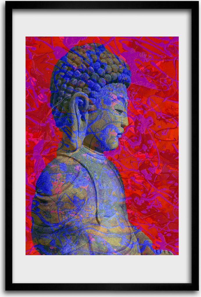 Bild - Bilderrahmen - 40 cm x 60 cm - MDF - Rahmen - Wandkunst - Buddha-Abstraktion