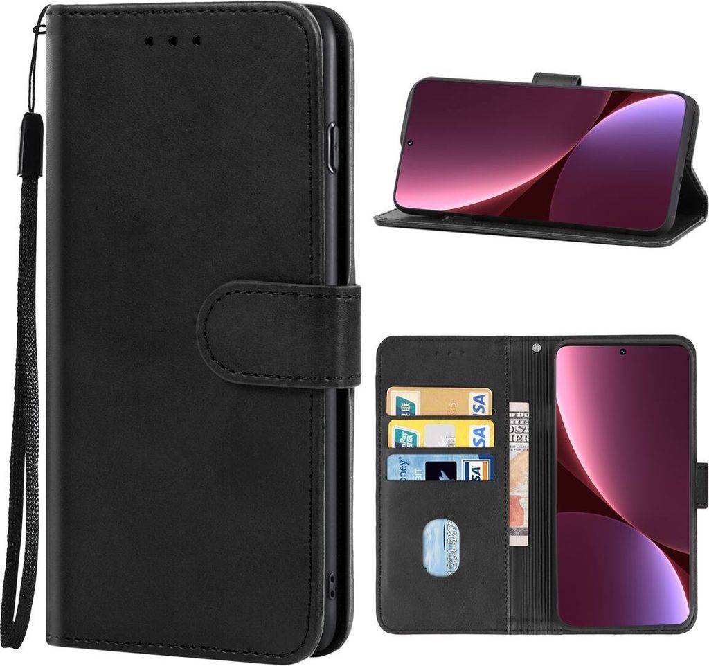 König Design Hülle kompatibel mit Xiaomi 12 Lite Kunstleder Handyhülle - Handy Case Schwarz