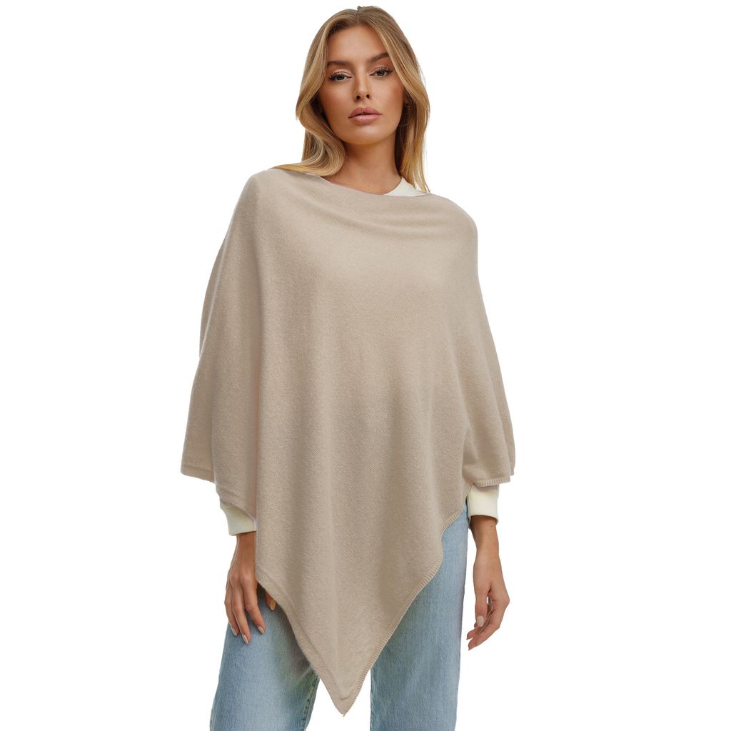 Poncho Donna Glamexx24 – Maglione Cappotto In Lana E Cashmere, Con Stella, Made In Italy, Taglia Unica