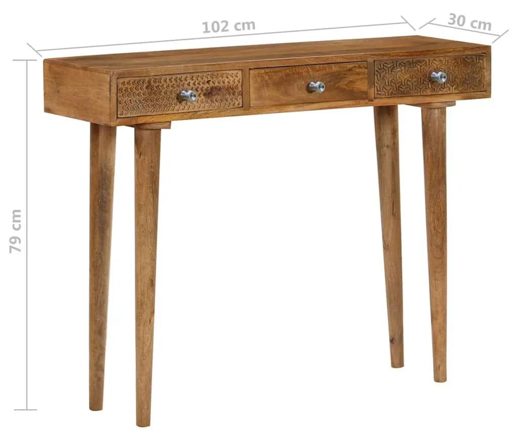 Console vidaXL bois de manguier massif 102x30x79 cm finition artisanale