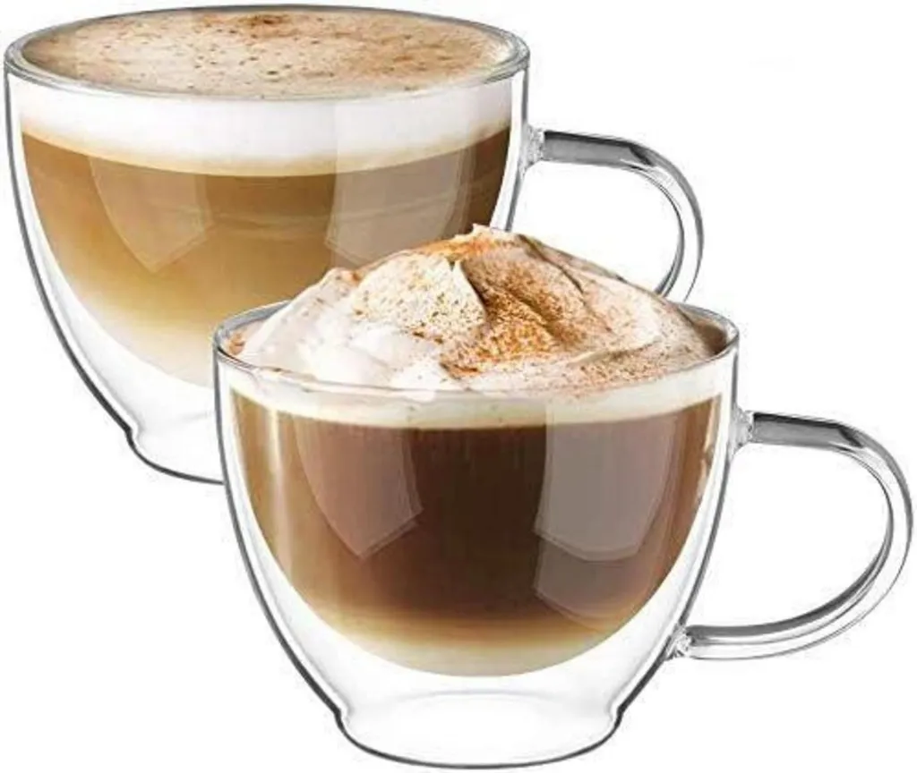 Set 2 Tazze Cappuccino Doppia Parete 350ml in Vetro Borosilicato