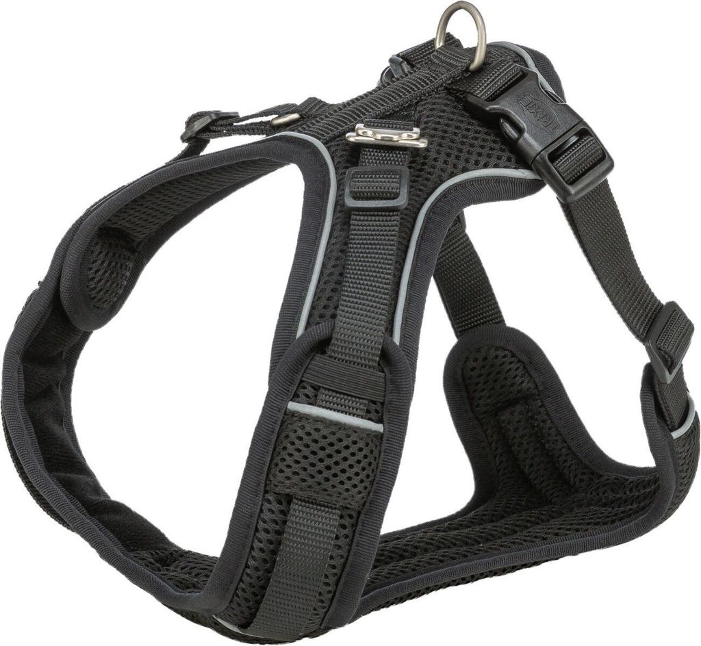 TRIXIE Premium FlexMesh Geschirr - schwarz - 48–69 cm/20 mm