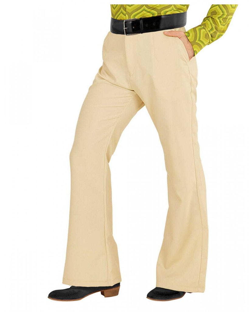 Beige 70er Herren-Schlaghose für Fasching, Schlagermove & 70er Jahre Mottoparties Größe: S/M