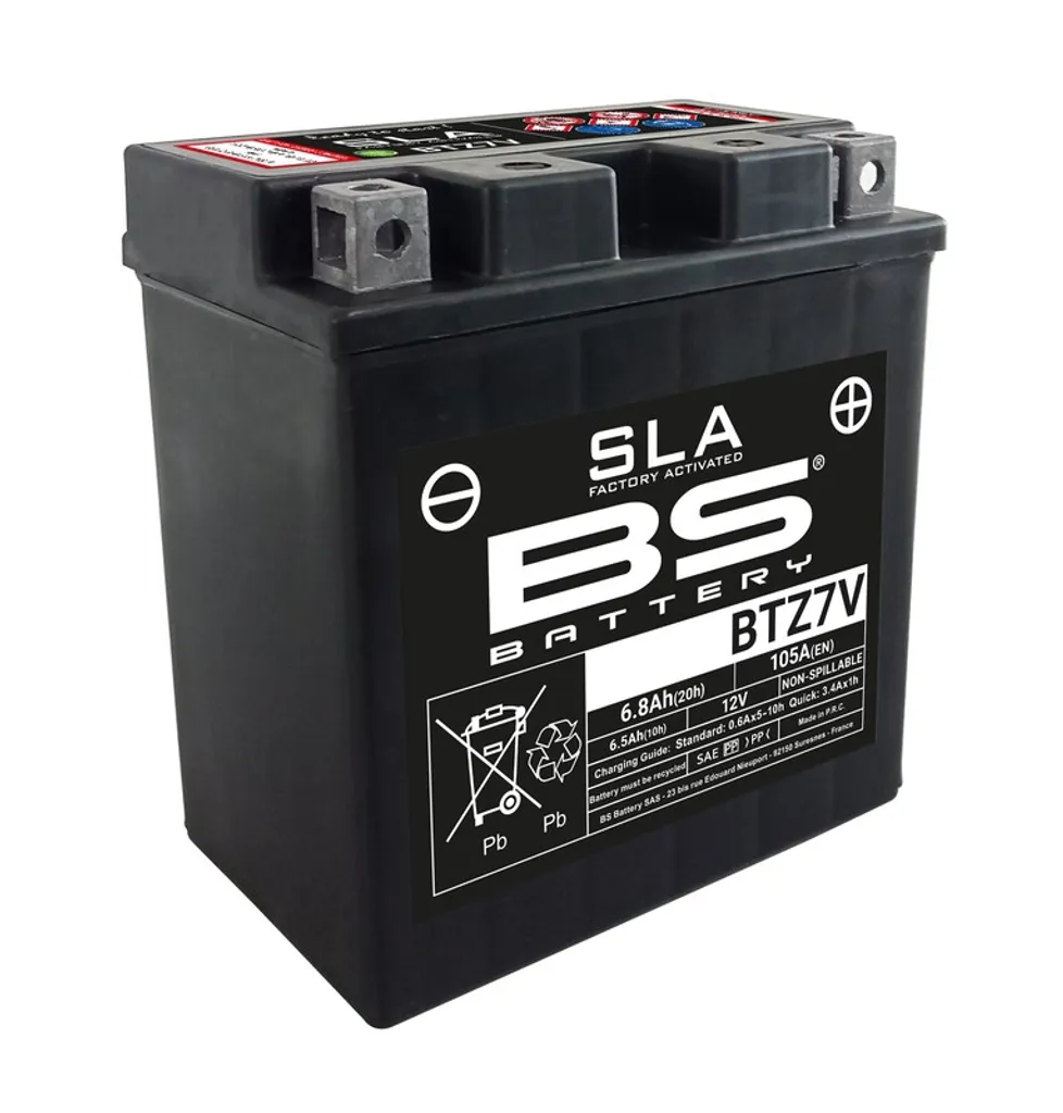 Batterie moto BTZ7V étanche et prête à l'emploi pour scooter et quad