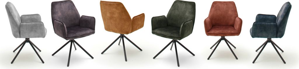 Ottawa 4-Fuß Stuhl, mit Armlehnen, Curry, Gestell Metall schwarz, 2er Set