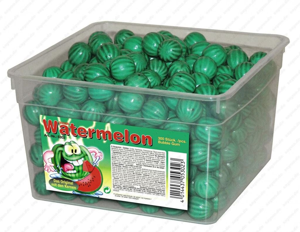 Kaugummi Saure Wassermelonen Bubble Gum 300 Stück Dose Produktbild 