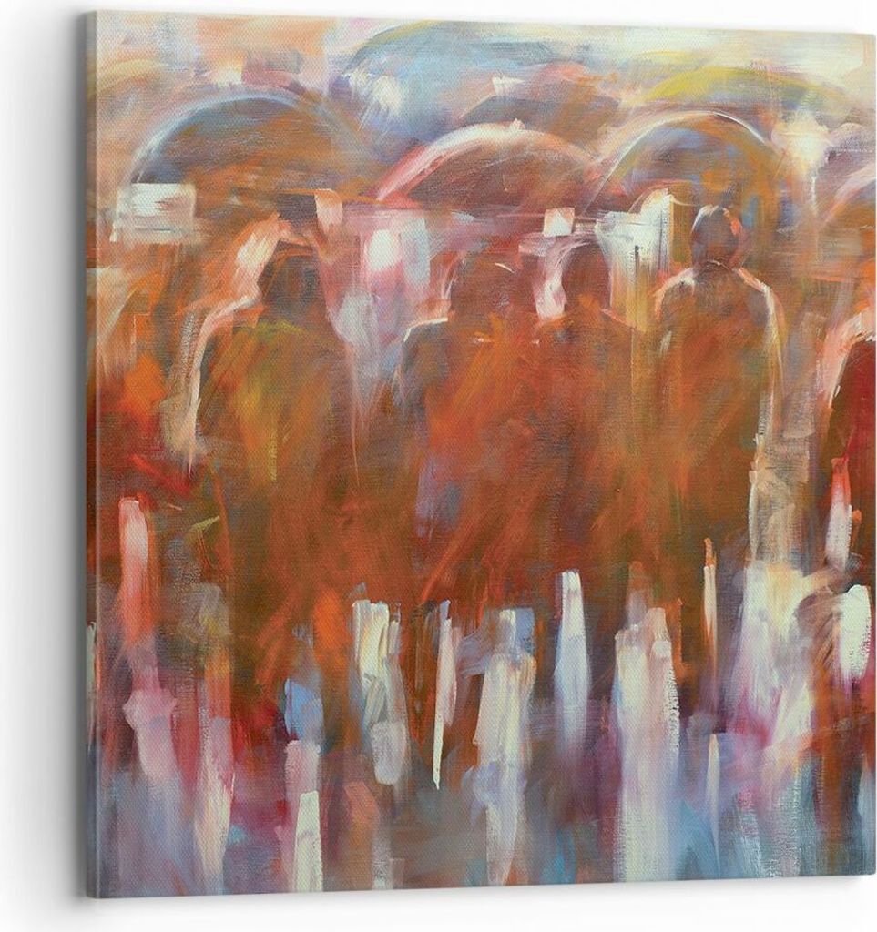 Bild auf Leinwand - Leinwandbild - Einteilig - Regenschirme Menschen Handwerk - 70x70cm - Wand Bild - Wanddeko - Wandbilder - Leinwanddruck - Bilde...