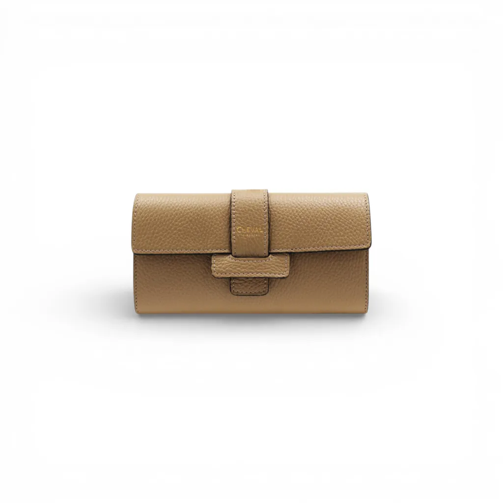 Portefeuille Dean Taupe Cheval Florence en cuir véritable de qualité