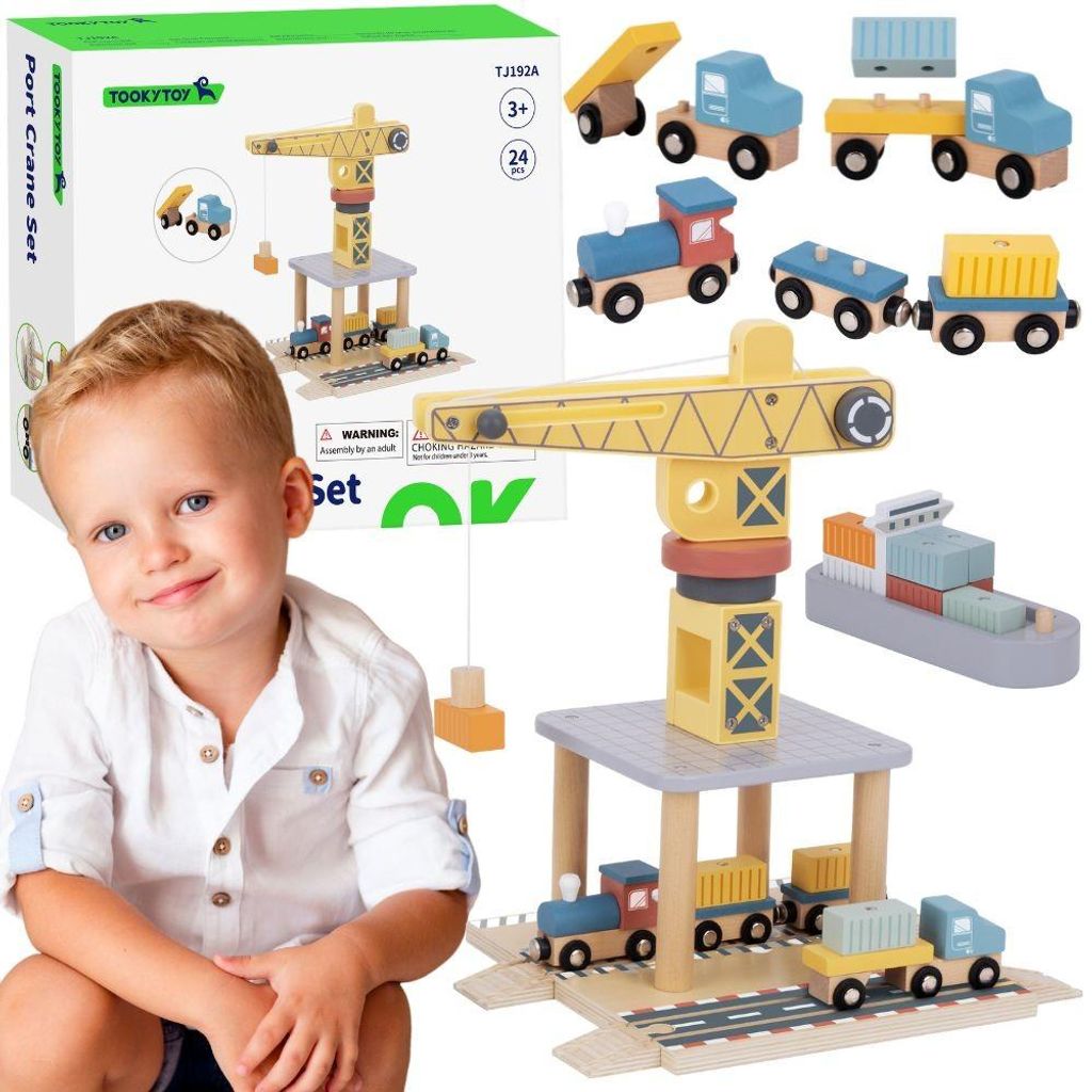 Tooky Toy Hafenkran-Set aus Holz