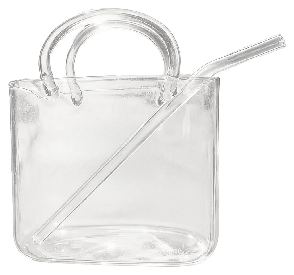 Handtaschenförmiger Becher mit Strohhalm, transparentes, hitzebeständiges Glas für Säfte, Cocktails, Eiskaffee, tragbar, niedliche Partydekorat...