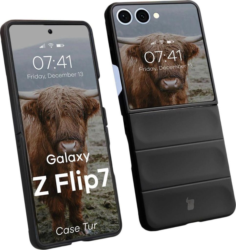 Robuste Handyhülle für Galaxy Z Flip7, Bizon Case Tur, Schwarz