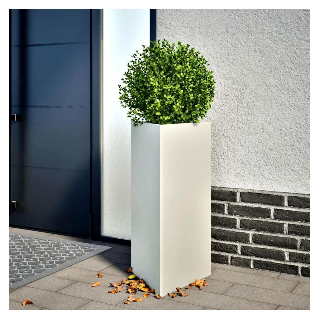 Pflanzkübel 2 Stück Hochbeet Metall Blumenkasten Pflanzbeet Frühbeet Gartenbeet Pflanzkasten Gemüsebeet Blumenbeet für Terrasse Garten Weiß D...