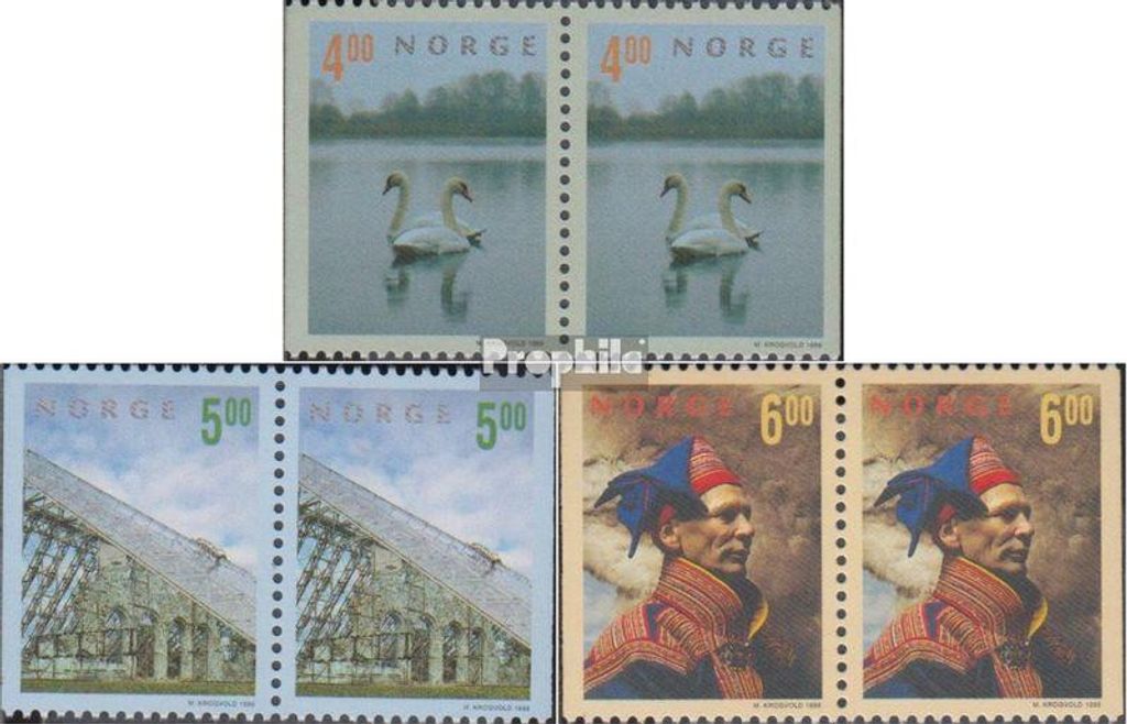 Briefmarken Norwegen 1999 Mi 1307Dl/Dr-1309Dl/Dr Paare Produktbild 