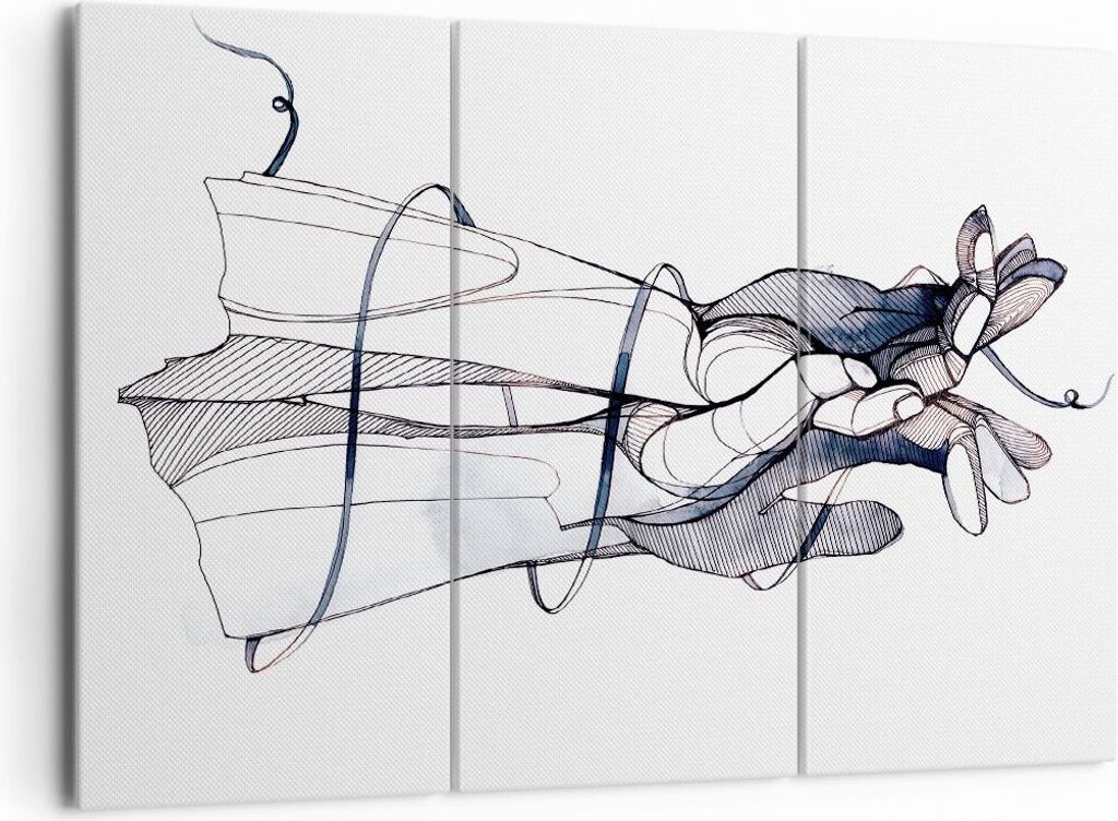 Bild auf Leinwand - Leinwandbild - 3 Teile - Hände Surrealismus Grafik - 165x110cm - Wand Bild - Wanddeko - Wandbilder - Leinwanddruck - Bilder - ...