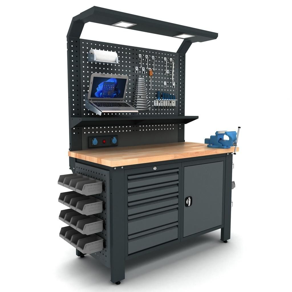 Industrie Werkbank 140x73x205cm Werkstattschrank Werkstatt Werkstattausrüstung
