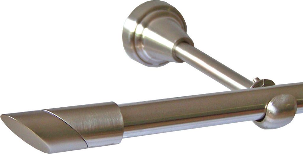 Gardinenstange Set Edelstahl Look Metall Ø 16mm zur Wandbefestigung 1-läufig Modern Schräge, Länge wählbar H14E13