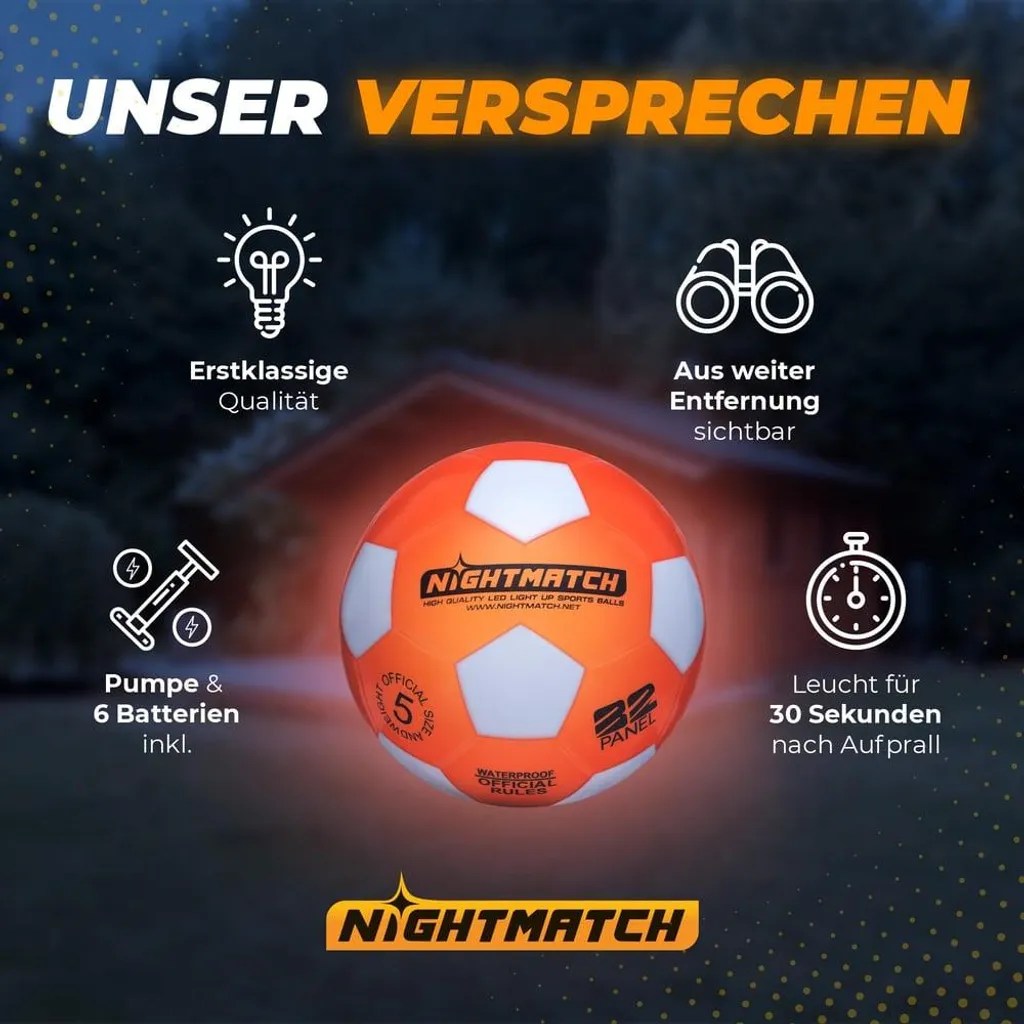 Ballon Foot Phosphorescent Taille 5 – Brille 30 Min Après 20 S D'exposition, Pompe + Sac Inclus, Vert