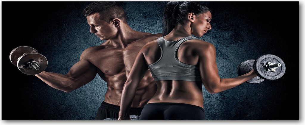 Tulup Leinwandbild - 125x50 cm - Wandkunst - Drucke auf Leinwand - Leinwanddruck - Sport - Schwarz - Bodybuilding