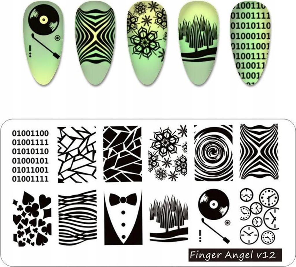 Finger Angel Nail Art Stempelplatte - V12