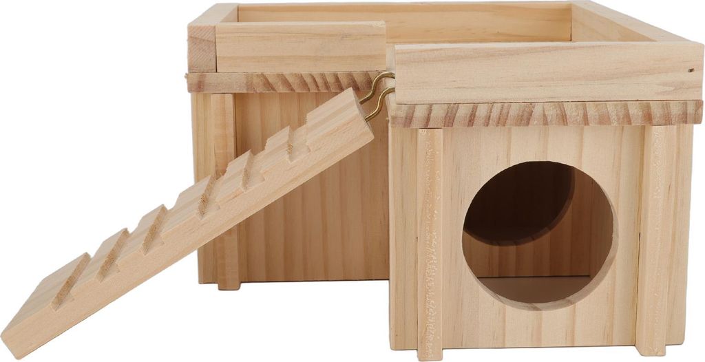 Hamsterhaus Multi Rooms Wooden Hideout Tunnel Toy Small Pet Hut with Ladder for Golden Bear