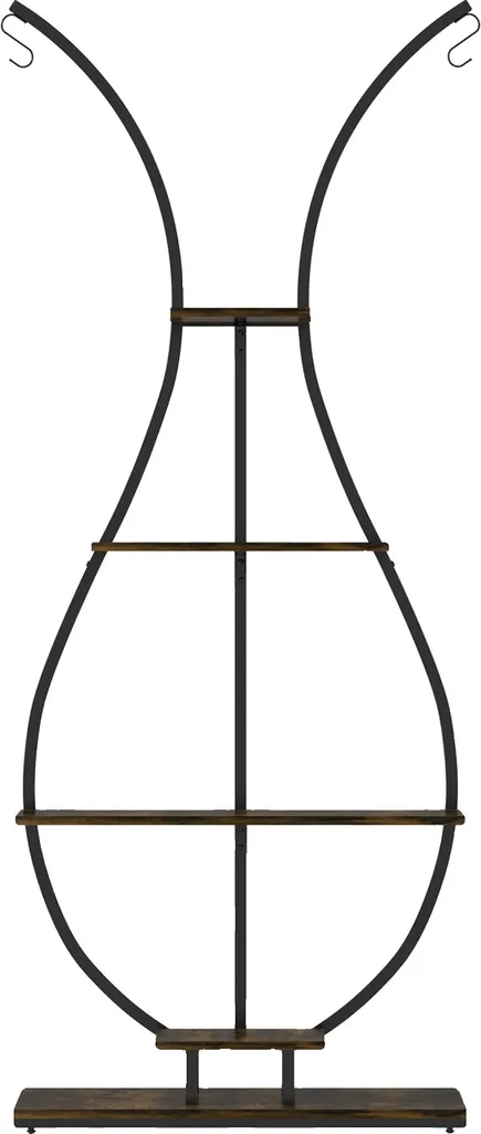 Étagère à fleurs design 5 niveaux en métal noir et bois pour salon