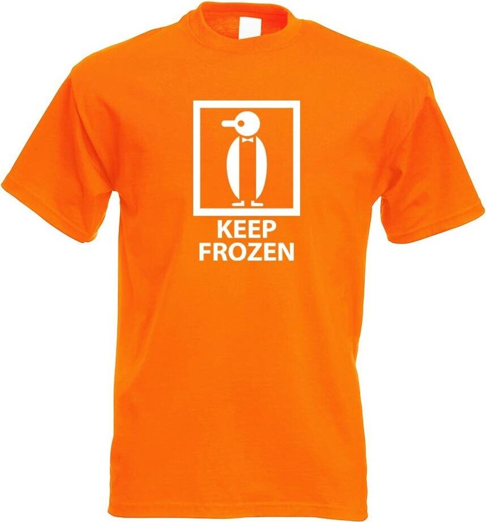 Kiwistar - T-Shirt - orange - Keep Frozen - gefroren Motiv Bedruckt Funshirt Design Print - mit Motiv Bedruckt - Funshirt Design - Sport - Freizeit...