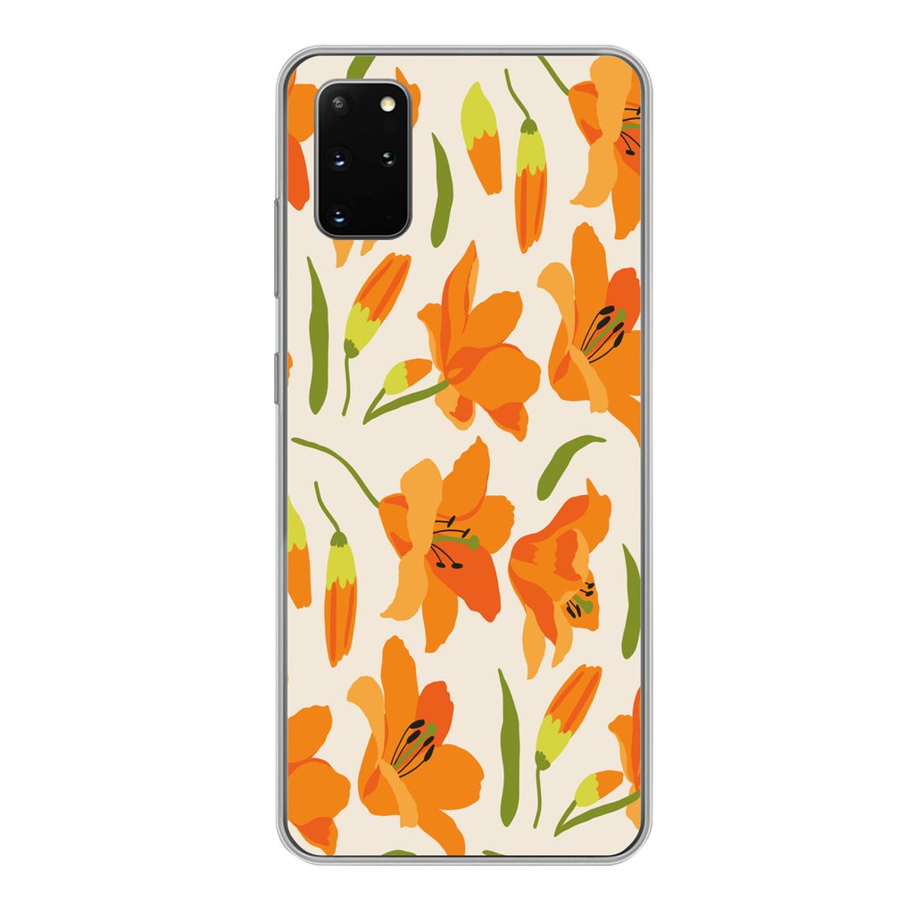 MuchoWow Handyhülle Schutzhülle Hülle für Samsung Galaxy S20 Plus Blumen - Lilie - Muster Silikon Softcase Handy Hülle - Hartschale