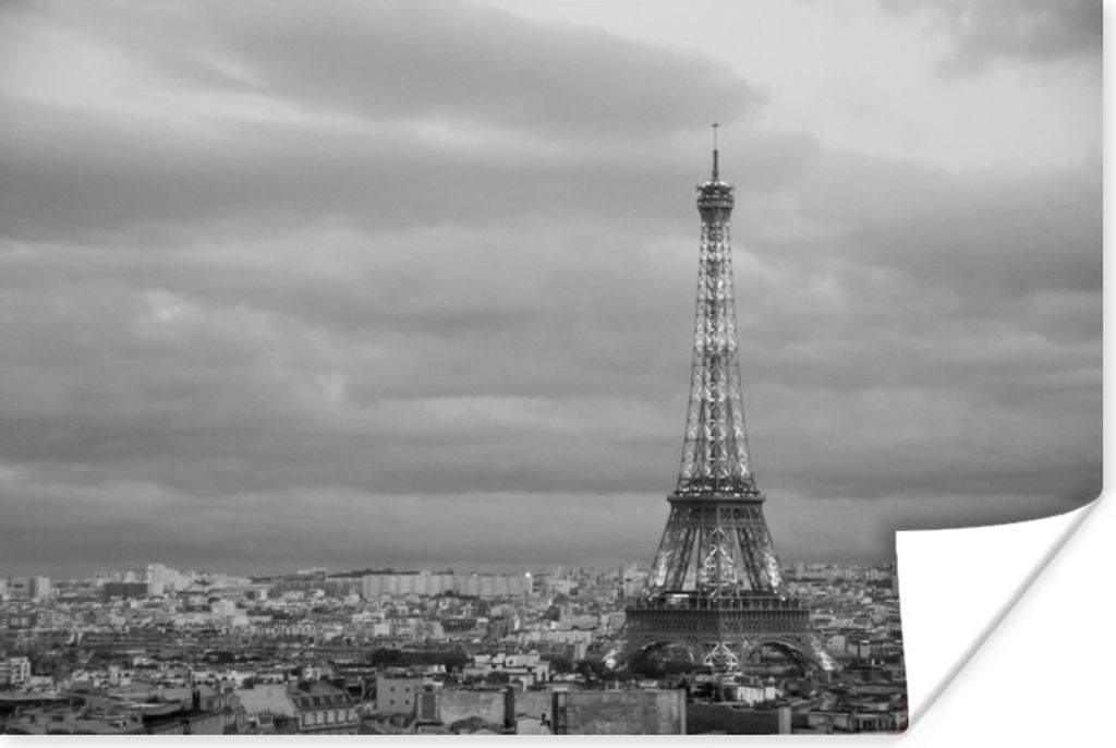 MuchoWow Poster Beleuchteter Eiffelturm in der Abenddämmerung 120x80 cm - Bilder