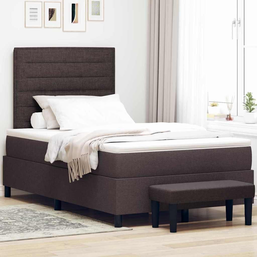 Maison Exclusive - Boxspringbett mit Kopfteil Dunkelbraun 120 x 190 cm Stoff