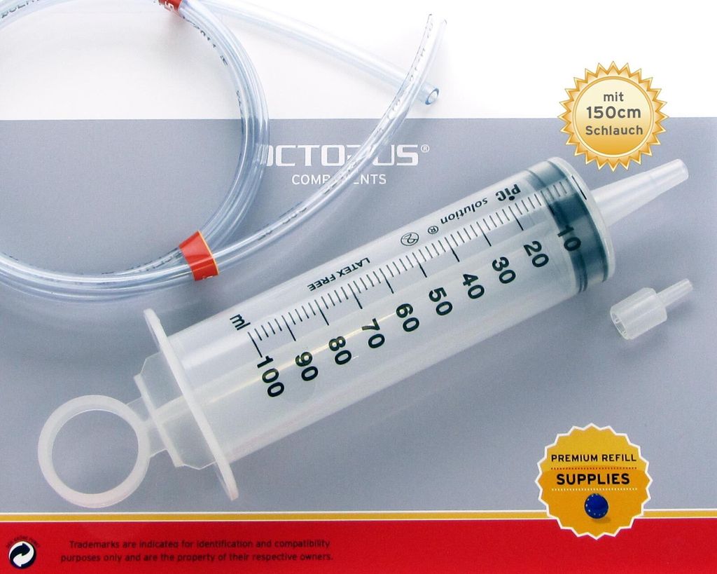 Refill-Spritze 100 ml (1 Stück), 150 cm PVC-Schlauch, 1