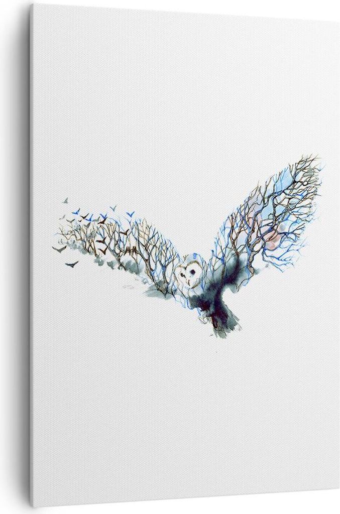 Bild auf Leinwand - Leinwandbild - Einteilig - Eule wild Wald Flug - 70x100cm - Wand Bild - Wanddeko - Wandbilder - Leinwanddruck - Wanddekoration ...
