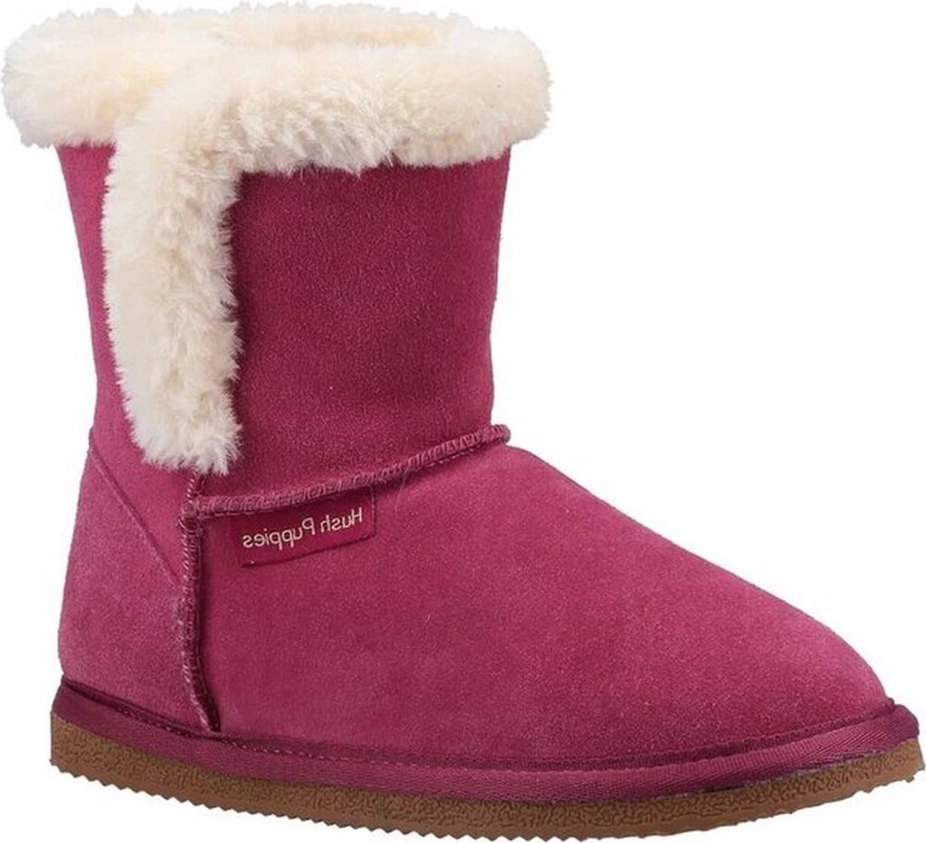 Hush Puppies - Mädchen Hausschuhe "Ashlynn", Wildleder FS9398 (33 EU) (Rosenrot)